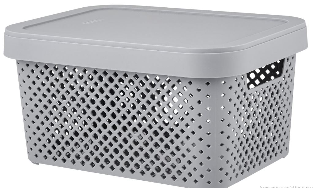 Корзина для хранения с крышкой Plast Team STOCKHOLM 5л серый шторм